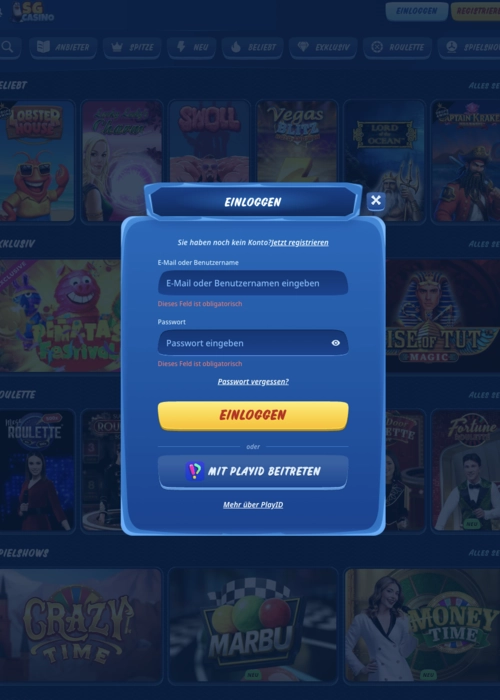 Interface du Sg casino montrant des jeux en ligne